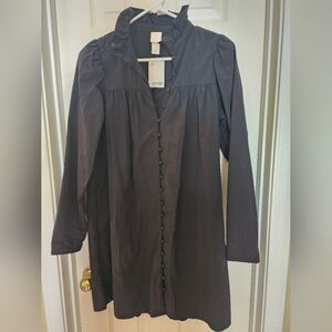 NWT H&M Ruffle-collar Button-down Black Dress - Size Small